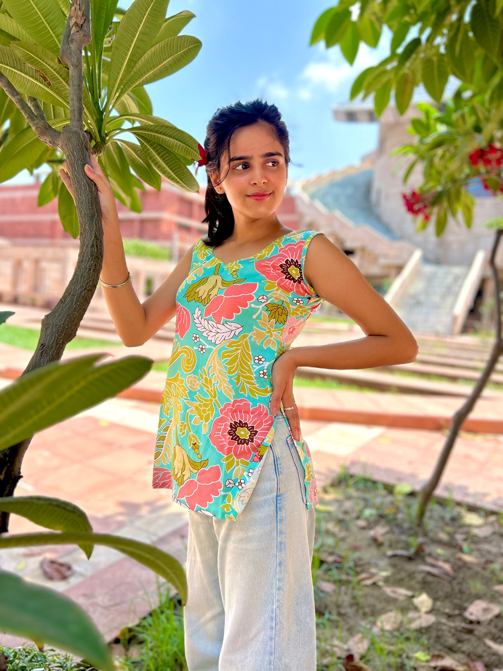 Oceanic Floral Tunic kurti