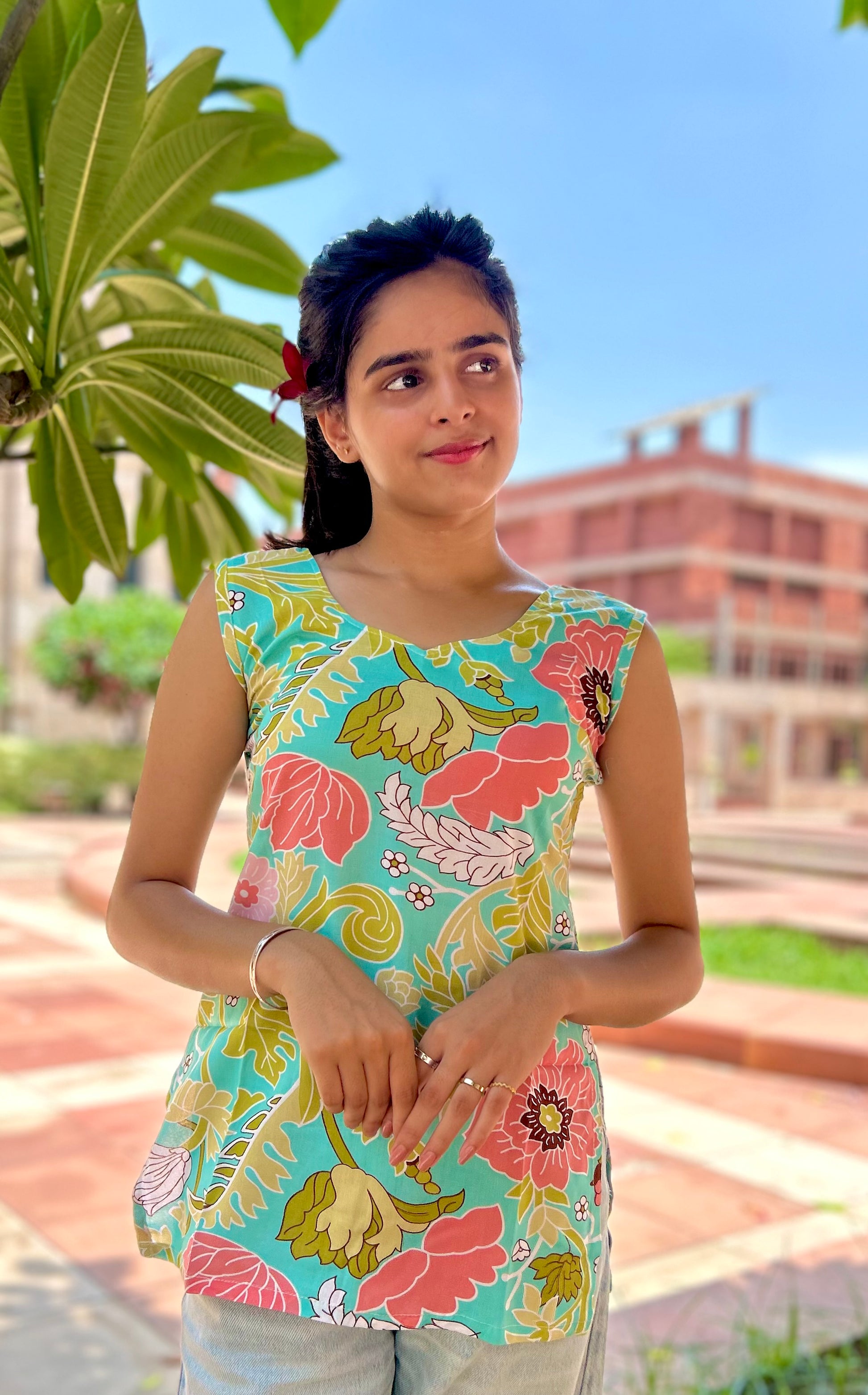 Oceanic Floral Tunic kurti
