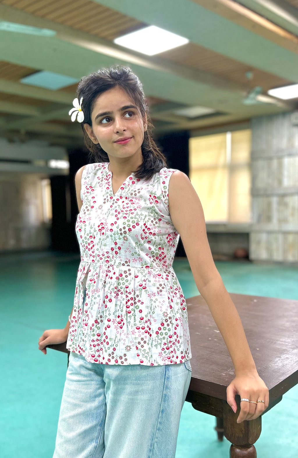 "Oceanic Peplum Top"
